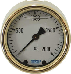 Wika - 2-1/2" Dial, 1/4 Thread, 0-2,000 Scale Range, Pressure Gauge - Back Connection Mount, Accurate to 1.5% of Scale - All Tool & Supply