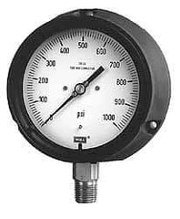 Wika - 4-1/2" Dial, 1/2 Thread, 0-5,000 Scale Range, Pressure Gauge - Lower Connection, Rear Flange Connection Mount, Accurate to 0.5% of Scale - All Tool & Supply