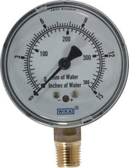 Wika - 2-1/2" Dial, 1/4 Thread, 0-15/0-380 Scale Range, Pressure Gauge - Lower Connection Mount, Accurate to 1.5% of Scale - All Tool & Supply