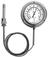 Weiss Instruments - 4-1/2 Inch, 40 to 240°F, Stainless Steel, Vapor Actuated Dial Thermometer - 15 Ft. Cap Length, Wall Mounted, Bottom Connected - All Tool & Supply