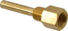 Alloy Engineering - 4 Inch Overall Length, 1/2 Inch Thread, Brass Standard Thermowell - 2-1/2 Inch Insertion Length - All Tool & Supply