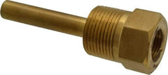 Alloy Engineering - 4 Inch Overall Length, 1 Inch Thread, Brass Standard Thermowell - 2-1/2 Inch Insertion Length - All Tool & Supply