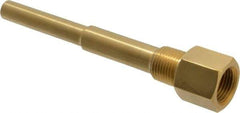 Alloy Engineering - 6 Inch Overall Length, 1/2 Inch Thread, Brass Standard Thermowell - 4-1/2 Inch Insertion Length - All Tool & Supply