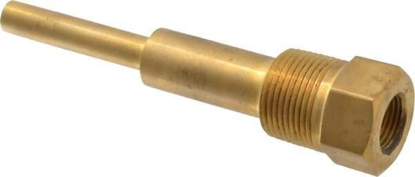 Alloy Engineering - 6 Inch Overall Length, 1 Inch Thread, Brass Standard Thermowell - 4-1/2 Inch Insertion Length - All Tool & Supply