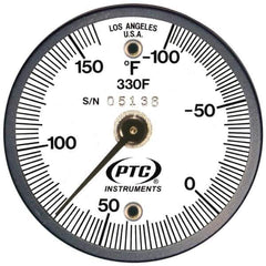 PTC Instruments - -100 to 160°F, 2 Inch Dial Diameter, Dual Magnet Mount Thermometer - 2° Division Graduation - All Tool & Supply