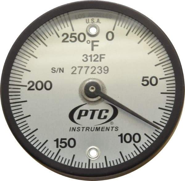 PTC Instruments - 250°F, 2 Inch Dial Diameter, Dual Magnet Mount Thermometer - 2° Division Graduation - All Tool & Supply