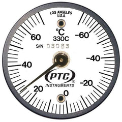 PTC Instruments - -70 to 70°C, 2 Inch Dial Diameter, Dual Magnet Mount Thermometer - 2° Division Graduation - All Tool & Supply