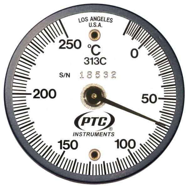 PTC Instruments - -20 to 200°C, 2 Inch Dial Diameter, Dual Magnet Mount Thermometer - 2° Division Graduation - All Tool & Supply