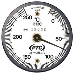 PTC Instruments - -20 to 200°C, 2 Inch Dial Diameter, Dual Magnet Mount Thermometer - 2° Division Graduation - All Tool & Supply