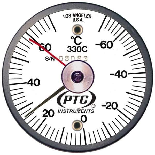 PTC Instruments - -70 to 70°C, 2 Inch Dial Diameter, Dual Magnet Mount Thermometer - 2° Division Graduation - All Tool & Supply