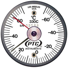 PTC Instruments - -70 to 70°C, 2 Inch Dial Diameter, Dual Magnet Mount Thermometer - 2° Division Graduation - All Tool & Supply