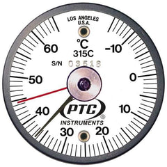 PTC Instruments - -15 to 65°C, 2 Inch Dial Diameter, Dual Magnet Mount Thermometer - 1° Division Graduation - All Tool & Supply