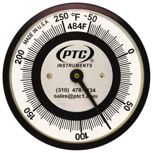 PTC Instruments - -50 to 250°F, 2 Inch Dial Diameter, Pipe Surface Clip On Thermometer - 2° Division Graduation - All Tool & Supply