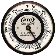 PTC Instruments - 70 to 370°F, 2 Inch Dial Diameter, Pipe Surface Clip On Thermometer - 2° Division Graduation - All Tool & Supply