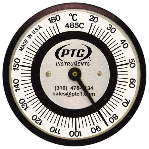 PTC Instruments - 20 to 185°C, 2 Inch Dial Diameter, Pipe Surface Clip On Thermometer - 1° Division Graduation - All Tool & Supply