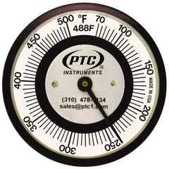 PTC Instruments - 70 to 500°F, 2 Inch Dial Diameter, Pipe Surface Spring Held Thermometer - 5° Division Graduation - All Tool & Supply