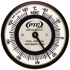 PTC Instruments - -40 to 120°C, 2 Inch Dial Diameter, Pipe Surface Spring Held Thermometer - 2° Division Graduation - All Tool & Supply