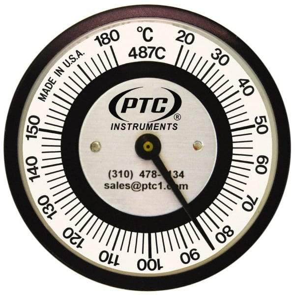 PTC Instruments - 20 to 180°C, 2 Inch Dial Diameter, Pipe Surface Spring Held Thermometer - 2° Division Graduation - All Tool & Supply