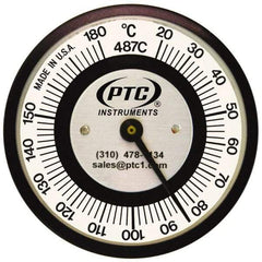 PTC Instruments - 20 to 180°C, 2 Inch Dial Diameter, Pipe Surface Spring Held Thermometer - 2° Division Graduation - All Tool & Supply