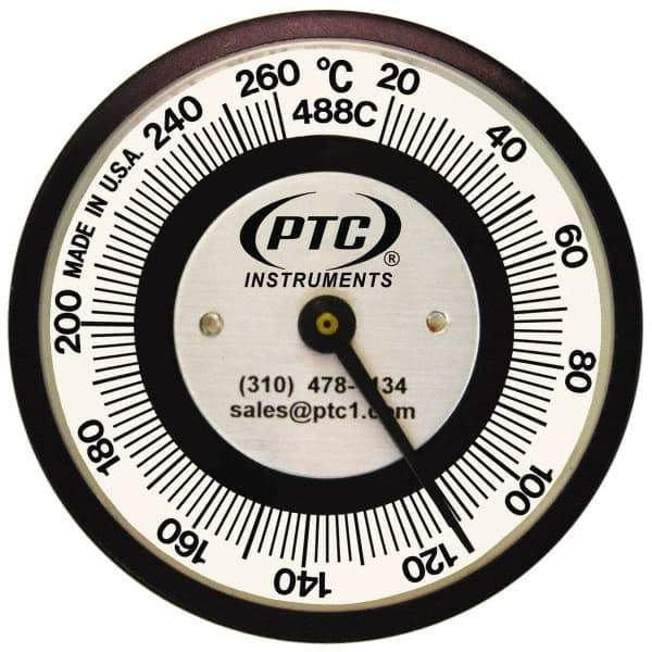 PTC Instruments - 20 to 260°C, 2 Inch Dial Diameter, Pipe Surface Spring Held Thermometer - 5° Division Graduation - All Tool & Supply