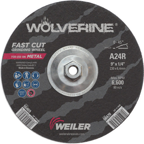 Vortec Pro 9″ × 1/4″ Type 27 Grinding Wheel, A24R, 5/8″-11 UNC Nut - All Tool & Supply