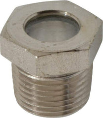 LDI Industries - 7/16" Sight Diam, 3/8" Thread, 0.72" OAL, High Pressure Fused Pipe Thread, Open View Sight Glass & Flow Sight - 3/4" Head, 1,850 Max psi, 3/8-18 Thread - All Tool & Supply