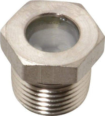 LDI Industries - 7/16" Sight Diam, 3/8" Thread, 0.72" OAL, High Pressure Fused Pipe Thread with Reflector Sight Glass & Flow Sight - 3/4" Head, 1,850 Max psi, 3/8-18 Thread - All Tool & Supply