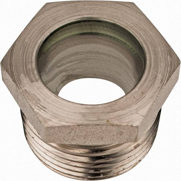 LDI Industries - 15/16" Sight Diam, 1" Thread, 1.06" OAL, High Pressure Fused Pipe Thread, Open View Sight Glass & Flow Sight - 1-3/8" Head, 1,250 Max psi, 1 to 11-1/2 Thread - All Tool & Supply