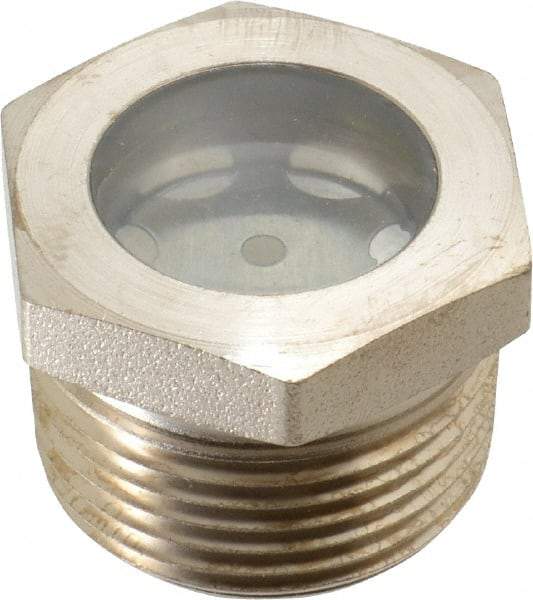 LDI Industries - 15/16" Sight Diam, 1" Thread, 1.06" OAL, High Pressure Fused Pipe Thread with Reflector Sight Glass & Flow Sight - 1-3/8" Head, 1,250 Max psi, 1 to 11-1/2 Thread - All Tool & Supply