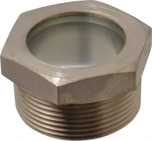 LDI Industries - 1-7/16" Sight Diam, 1-1/2" Thread, 1.22" OAL, High Pressure Fused Pipe Thread, Open View Sight Glass & Flow Sight - 2" Head, 750 Max psi, 1-1/2 to 11-1/2 Thread - All Tool & Supply