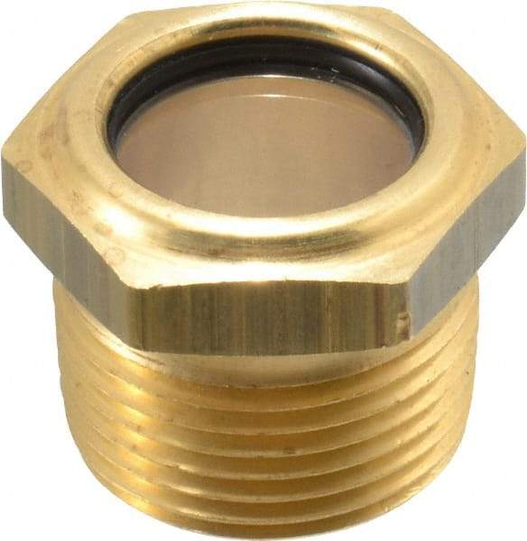 LDI Industries - 3/4" Sight Diam, 3/4" Thread, 1" OAL, Low Pressure Pipe Thread Lube Sight, Open View Sight Glass & Flow Sight - 1-1/8" Head, 10 Max psi, 3/4-14 Thread - All Tool & Supply