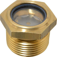 LDI Industries - 31/32" Sight Diam, 1" Thread, 1.19" OAL, Low Pressure Pipe Thread Lube Sight with Reflector Sight Glass & Flow Sight - 1-7/16" Head, 7 Max psi, 1 to 11-1/2 Thread - All Tool & Supply