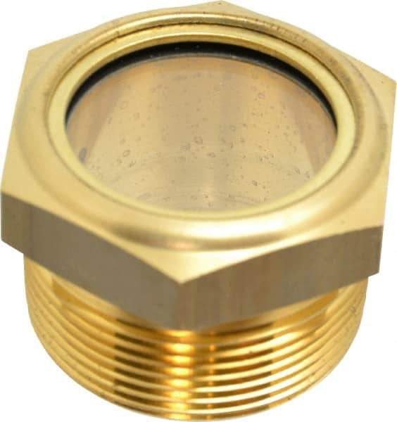 LDI Industries - 1-3/8" Sight Diam, 1-1/2" Thread, 1-1/2" OAL, Low Pressure Pipe Thread Lube Sight, Open View Sight Glass & Flow Sight - 2" Head, 2 Max psi, 1-1/2 to 11-1/2 Thread - All Tool & Supply