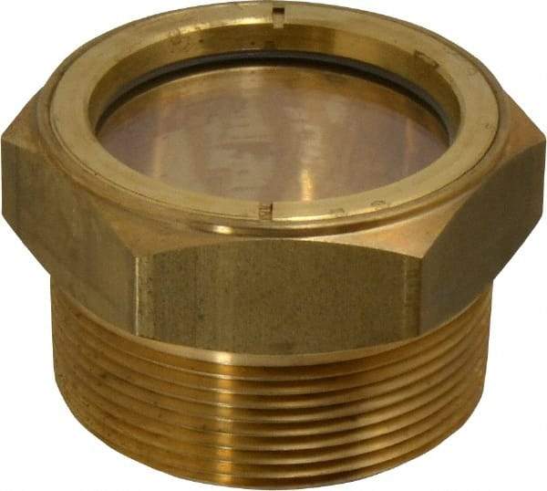 LDI Industries - 1-7/8" Sight Diam, 2" Thread, 1.69" OAL, Low Pressure Pipe Thread Lube Sight, Open View Sight Glass & Flow Sight - 2-1/2" Head, 2 Max psi, 2 to 11-1/2 Thread - All Tool & Supply