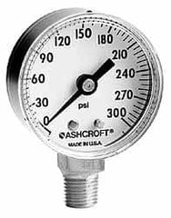 Ashcroft - 2" Dial, 1/4 Thread, 0-1,500 Scale Range, Pressure Gauge - All Tool & Supply