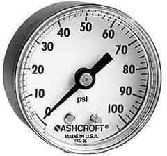 Ashcroft - 1-1/2" Dial, 1/8 Thread, 0-160 Scale Range, Pressure Gauge - Center Back Connection Mount - All Tool & Supply