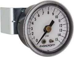 Ashcroft - 1-1/2" Dial, 1/8 Thread, 0-15 Scale Range, Pressure Gauge - Center Back Connection Mount - All Tool & Supply