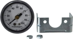 Ashcroft - 1-1/2" Dial, 1/8 Thread, 0-100 Scale Range, Pressure Gauge - Center Back Connection Mount - All Tool & Supply