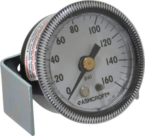 Ashcroft - 1-1/2" Dial, 1/8 Thread, 0-160 Scale Range, Pressure Gauge - Center Back Connection Mount - All Tool & Supply