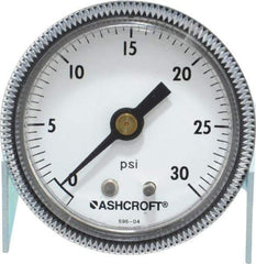 Ashcroft - 2" Dial, 1/4 Thread, 0-30 Scale Range, Pressure Gauge - Center Back Connection Mount - All Tool & Supply