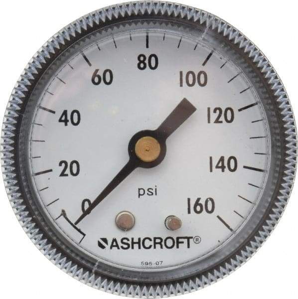 Ashcroft - 2" Dial, 1/4 Thread, 0-160 Scale Range, Pressure Gauge - Center Back Connection Mount - All Tool & Supply