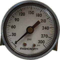 Ashcroft - 2" Dial, 1/4 Thread, 0-300 Scale Range, Pressure Gauge - Center Back Connection Mount - All Tool & Supply