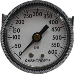 Ashcroft - 2" Dial, 1/4 Thread, 0-600 Scale Range, Pressure Gauge - Center Back Connection Mount - All Tool & Supply