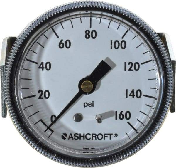 Ashcroft - 2-1/2" Dial, 1/4 Thread, 0-160 Scale Range, Pressure Gauge - Center Back Connection Mount - All Tool & Supply