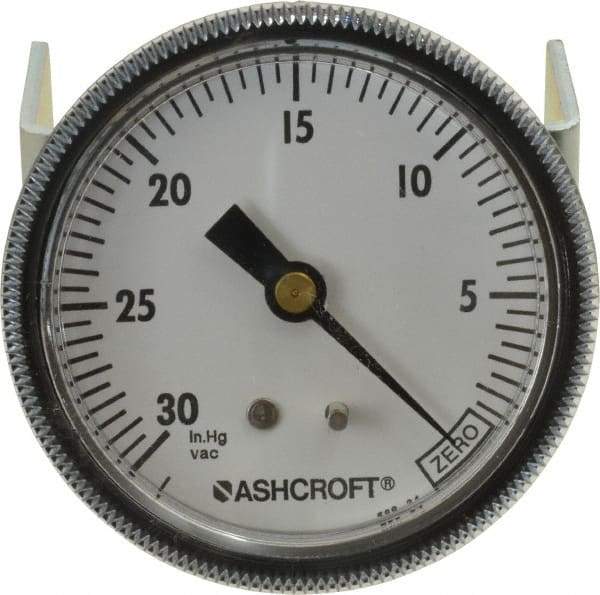 Ashcroft - 2-1/2" Dial, 1/4 Thread, 30-0 Scale Range, Pressure Gauge - Center Back Connection Mount - All Tool & Supply