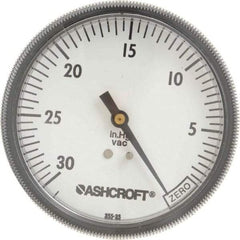 Ashcroft - 3-1/2" Dial, 1/4 Thread, 30-0 Scale Range, Pressure Gauge - Center Back Connection Mount - All Tool & Supply