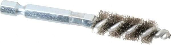 Schaefer Brush - 1/4 Inch Inside Diameter, 7/16 Inch Actual Brush Diameter, Carbon Steel, Power Fitting and Cleaning Brush - 1/4 Shank Diameter, 3-1/8 Inch Long, Hex Shaft Stem, 3/8 Inch Refrigeration Outside Diameter - All Tool & Supply