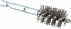 Schaefer Brush - 5/8 Inch Inside Diameter, 13/16 Inch Actual Brush Diameter, Carbon Steel, Power Fitting and Cleaning Brush - 1/4 Shank Diameter, 3-1/8 Inch Long, Hex Shaft Stem, 3/4 Inch Refrigeration Outside Diameter - All Tool & Supply