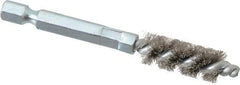 Schaefer Brush - 1/4 Inch Inside Diameter, 7/16 Inch Actual Brush Diameter, Stainless Steel, Power Fitting and Cleaning Brush - 1/4 Shank Diameter, 3-1/8 Inch Long, Hex Shaft Stem, 3/8 Inch Refrigeration Outside Diameter - All Tool & Supply