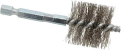 Schaefer Brush - 1 Inch Inside Diameter, 1-3/16 Inch Actual Brush Diameter, Stainless Steel, Power Fitting and Cleaning Brush - 1/4 Shank Diameter, 3-1/8 Inch Long, Hex Shaft Stem, 1-1/8 Inch Refrigeration Outside Diameter - All Tool & Supply